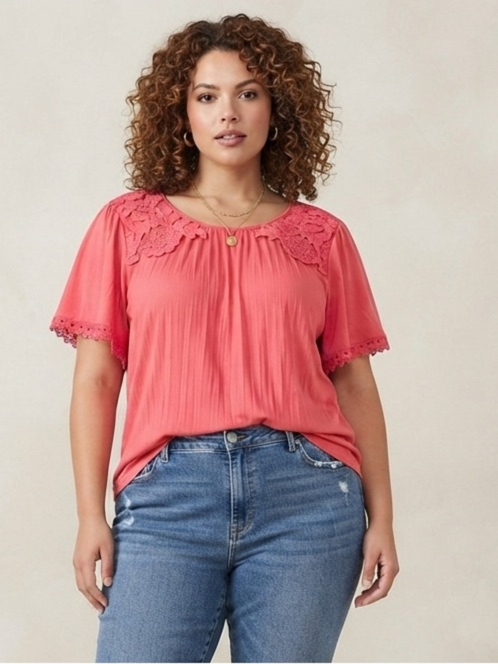 80 Park By Design Short Flounce Sleeve Scoop Neck